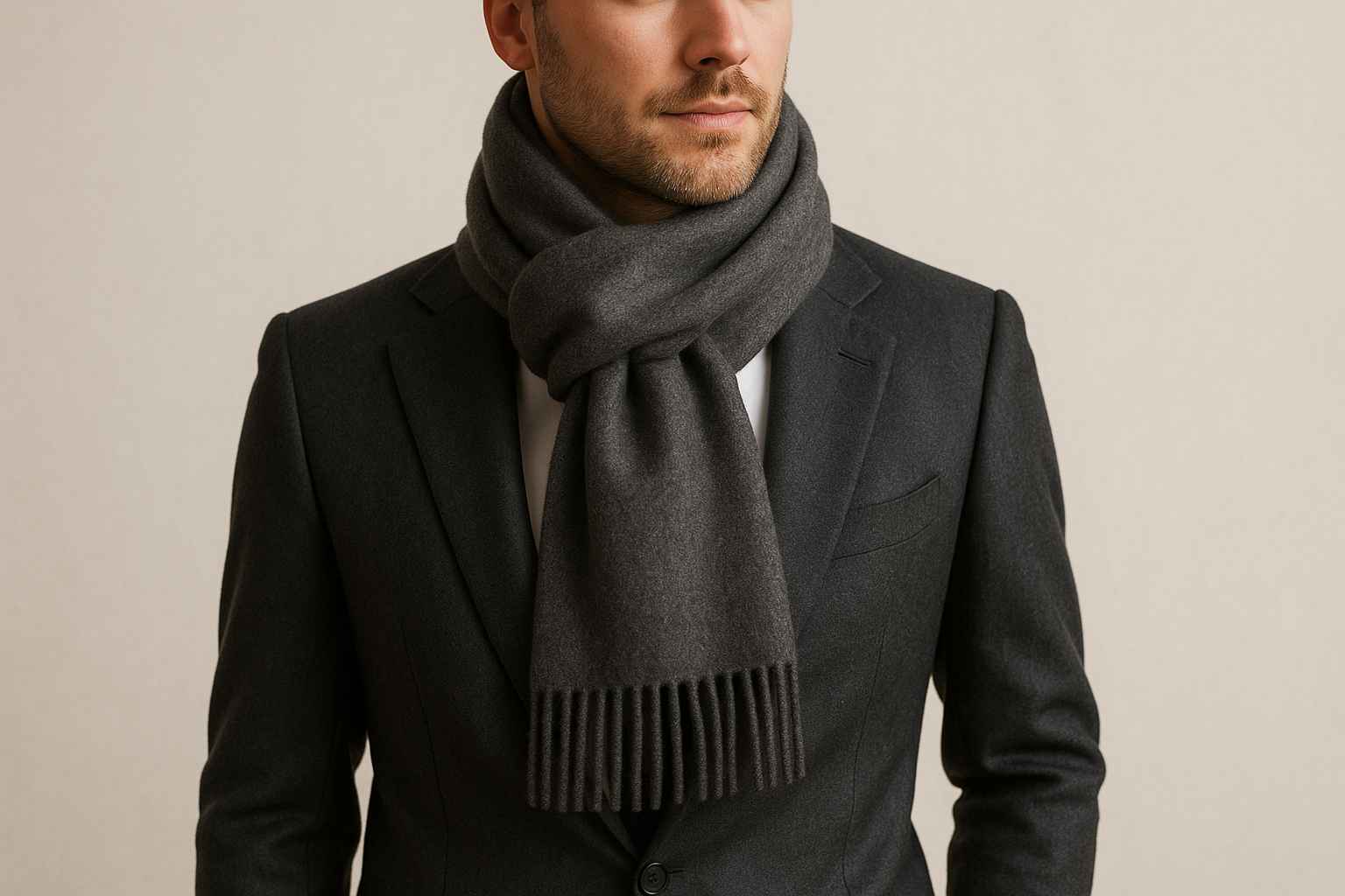 Premium wool business scarf